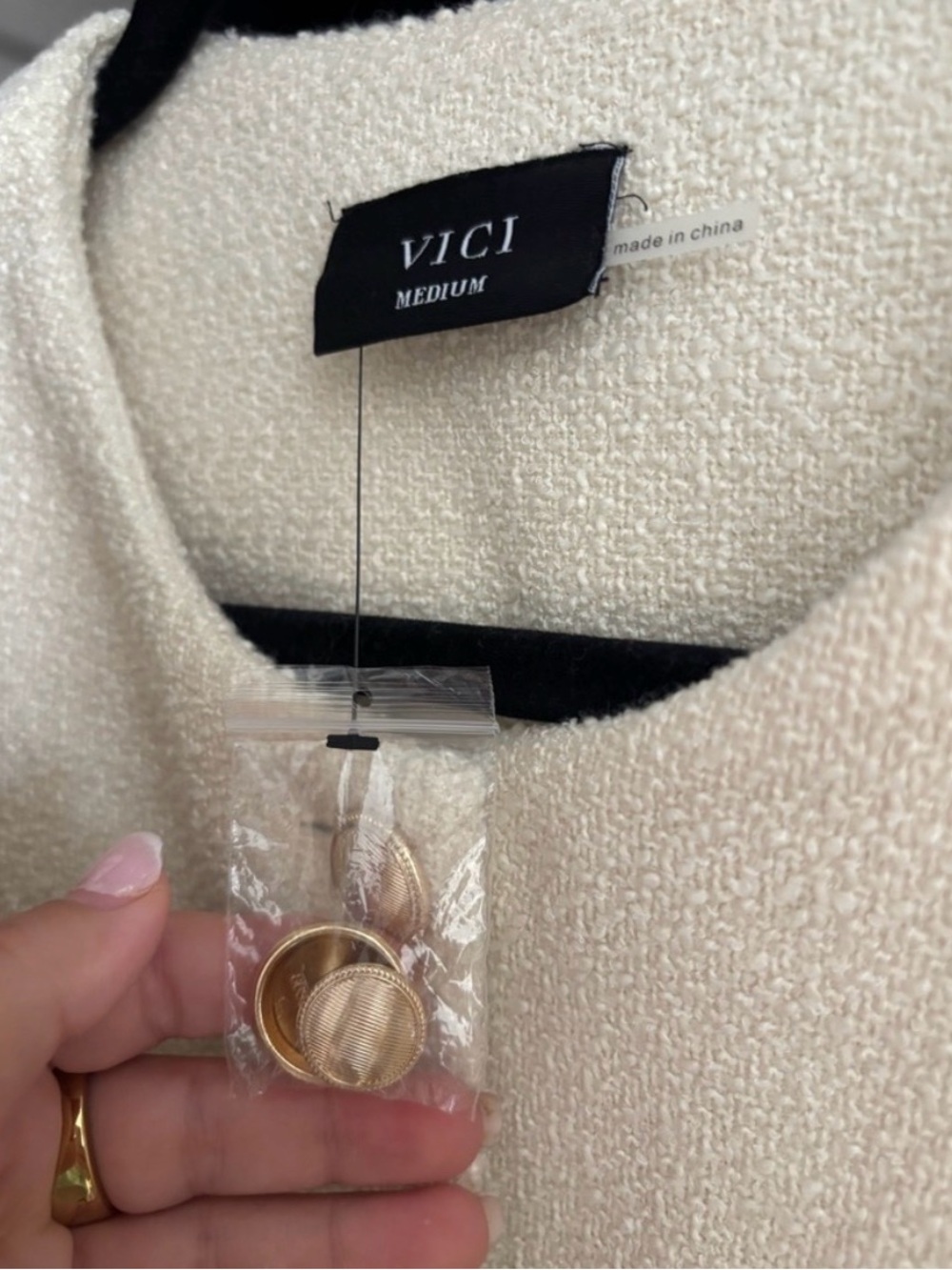 Vici Cream Two-Piece Trouser Suit with Gold Buttons - Picture 4 of 10